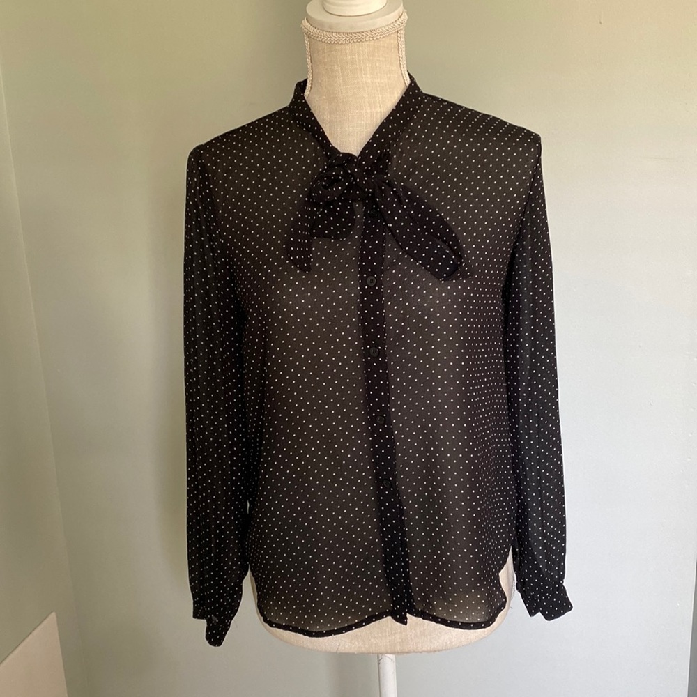 Forever 21 Sheer black polka dot dress shirt